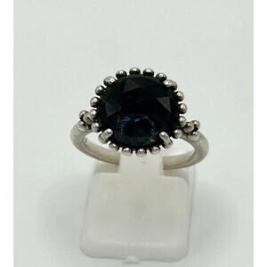 Vintage Sterling Pandora Ring with Blue Stone Size 6